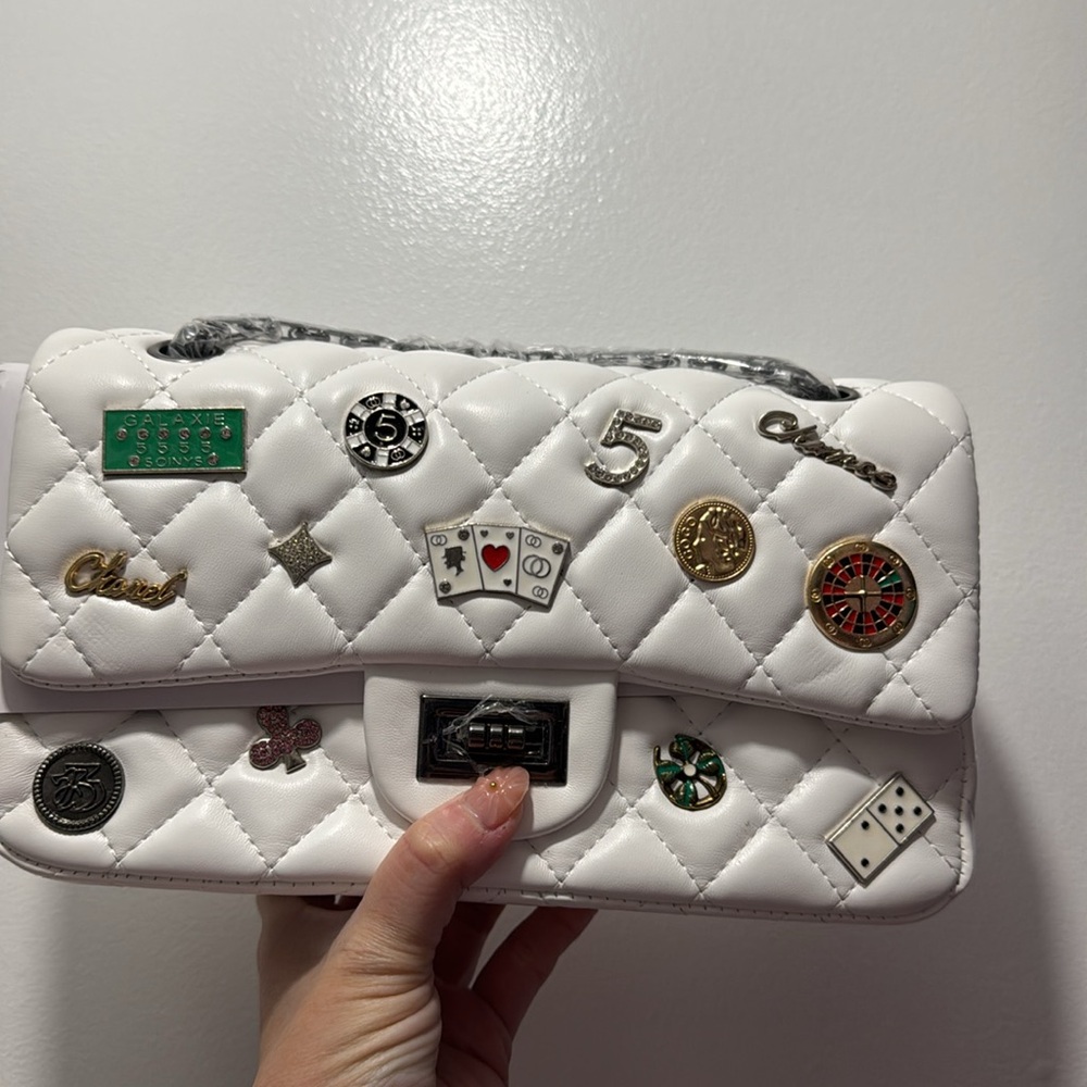 Casino charms white purse